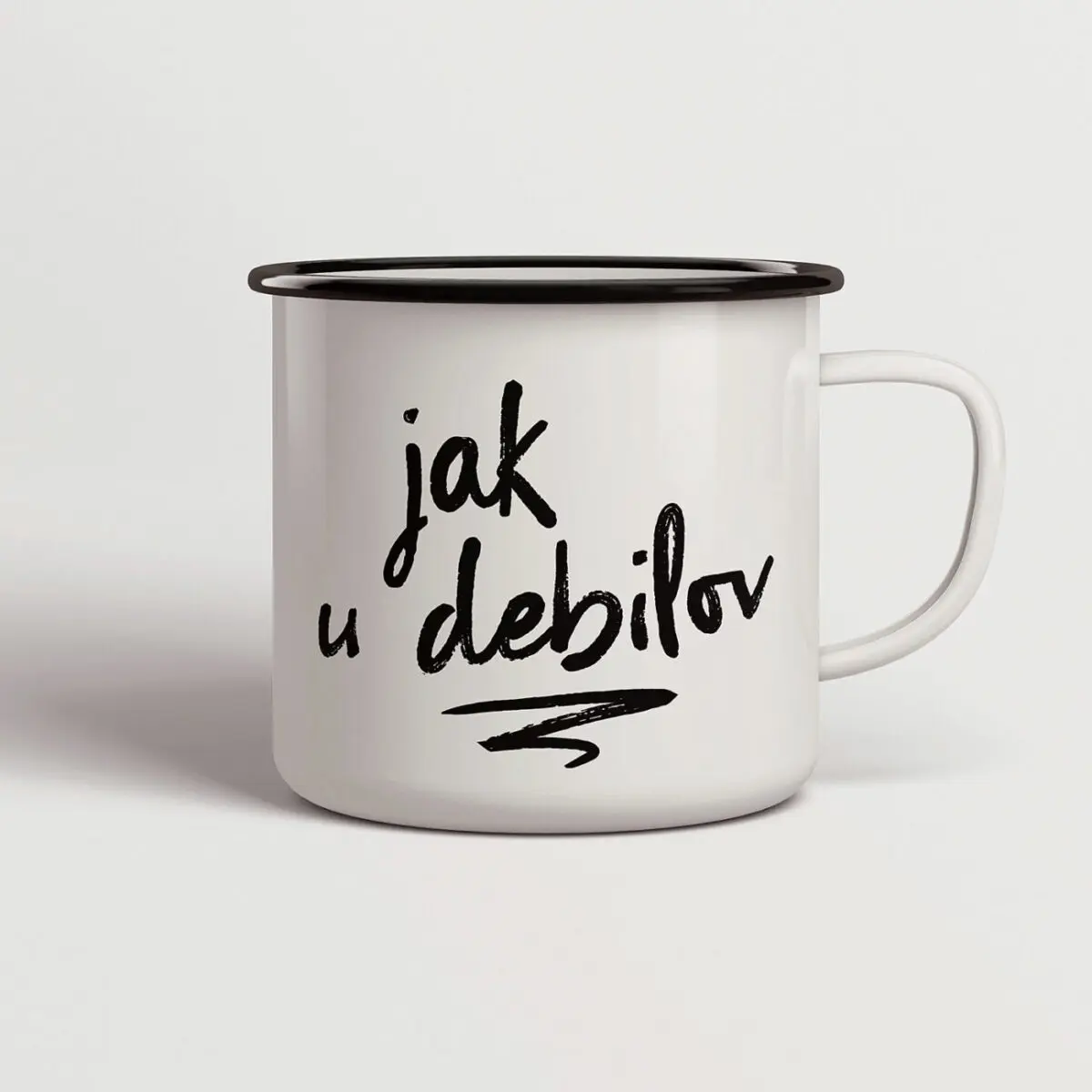 Smaltovaný hrnček Jak u debilov