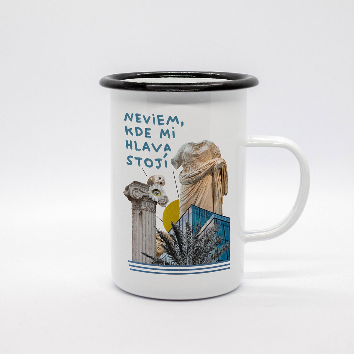 Smaltovaný hrnček vysoký Neviem, kde mi hlava stojí