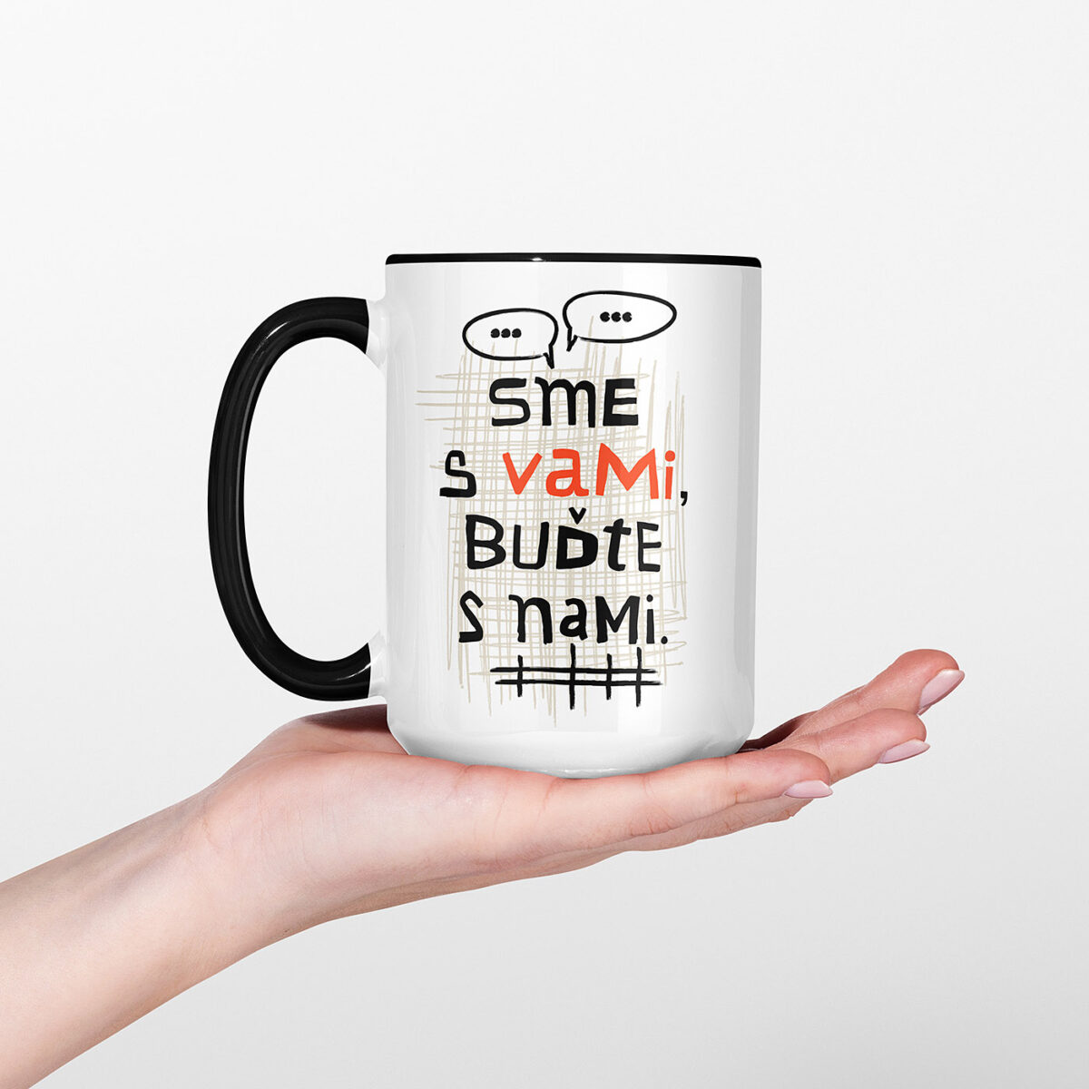 Hrnček veľký dizajnový Sme s vami, buďte s nami
