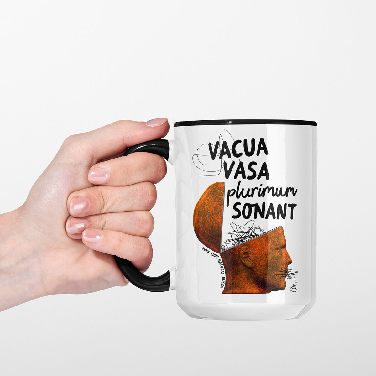 Hrnček veľký dizajnový Vacua vasa plurimum sonant