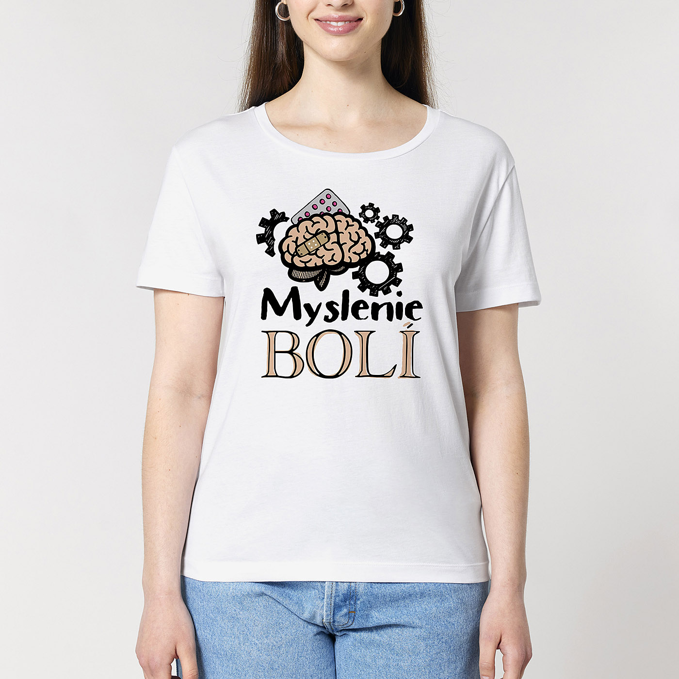 Dámske tričko Myslenie bolí - Image 3
